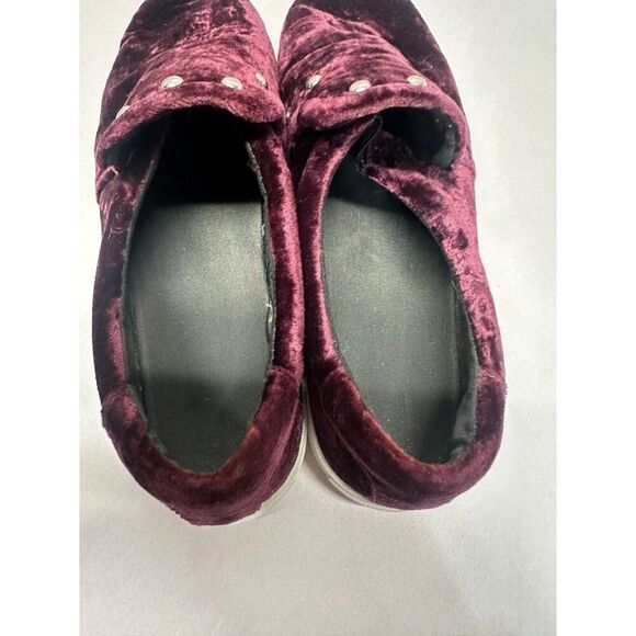 Rebecca Minkoff Açaí Noelle Stud Burgundy Velvet Slip On Loafers Size 8.5 - Picture 5 of 8